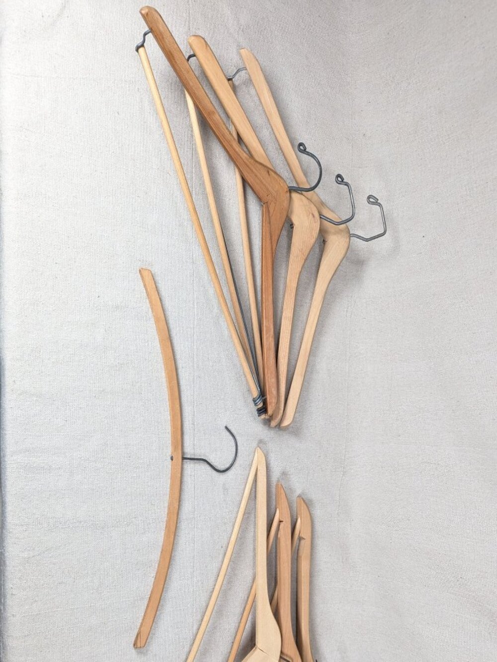 Vintage Wooden Clothes Hangers Lot of 7 Suit and Shirt Hangers Swivel Hooks Good